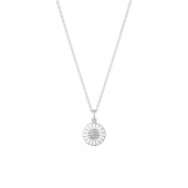 DAISY Vedhæng Sølv RH WHITE ENAMEL 11 MM Diamant 0.05 ct 45 cm