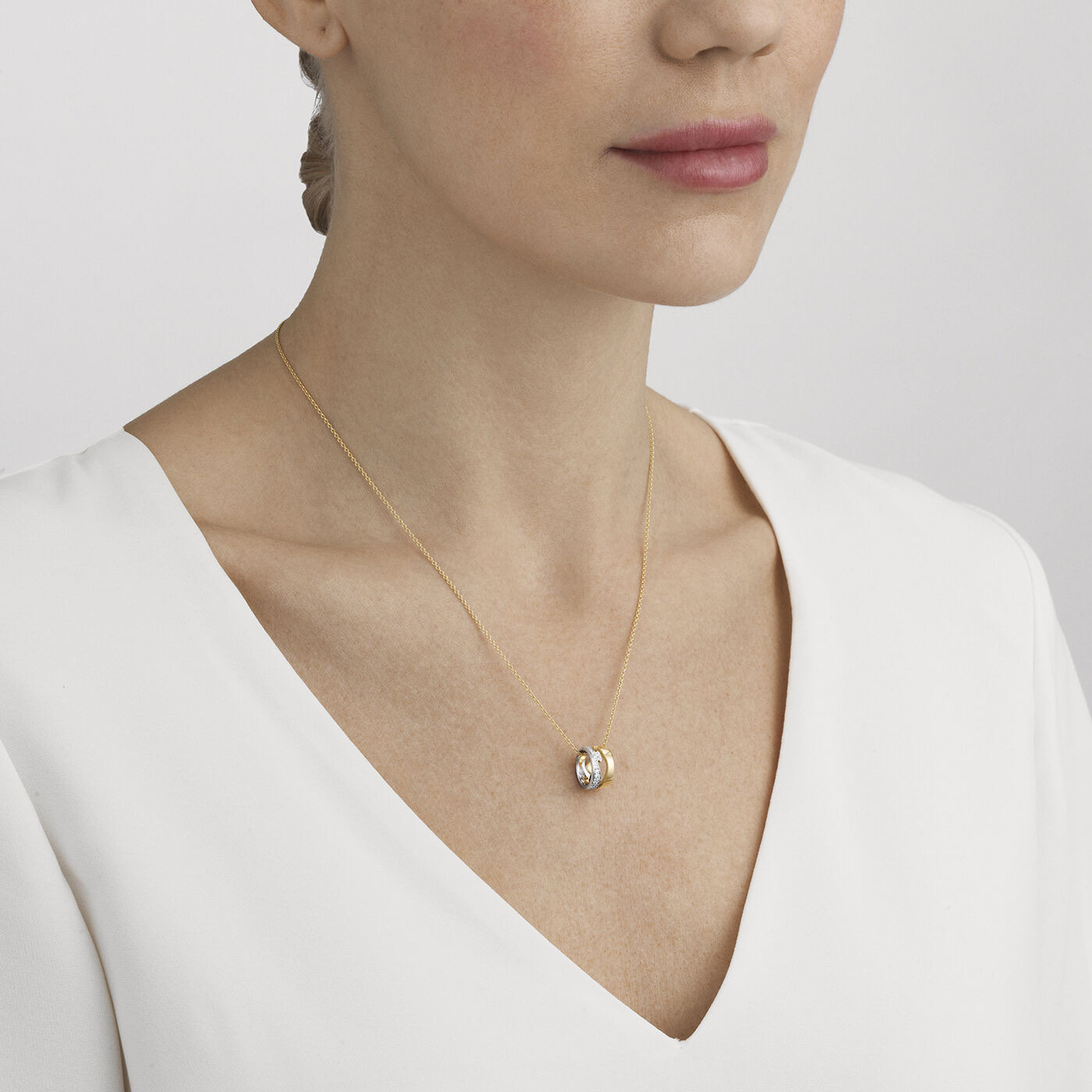 FUSION OPEN Vedhæng Guld Hvidguld PAVÉ 0.22 CT