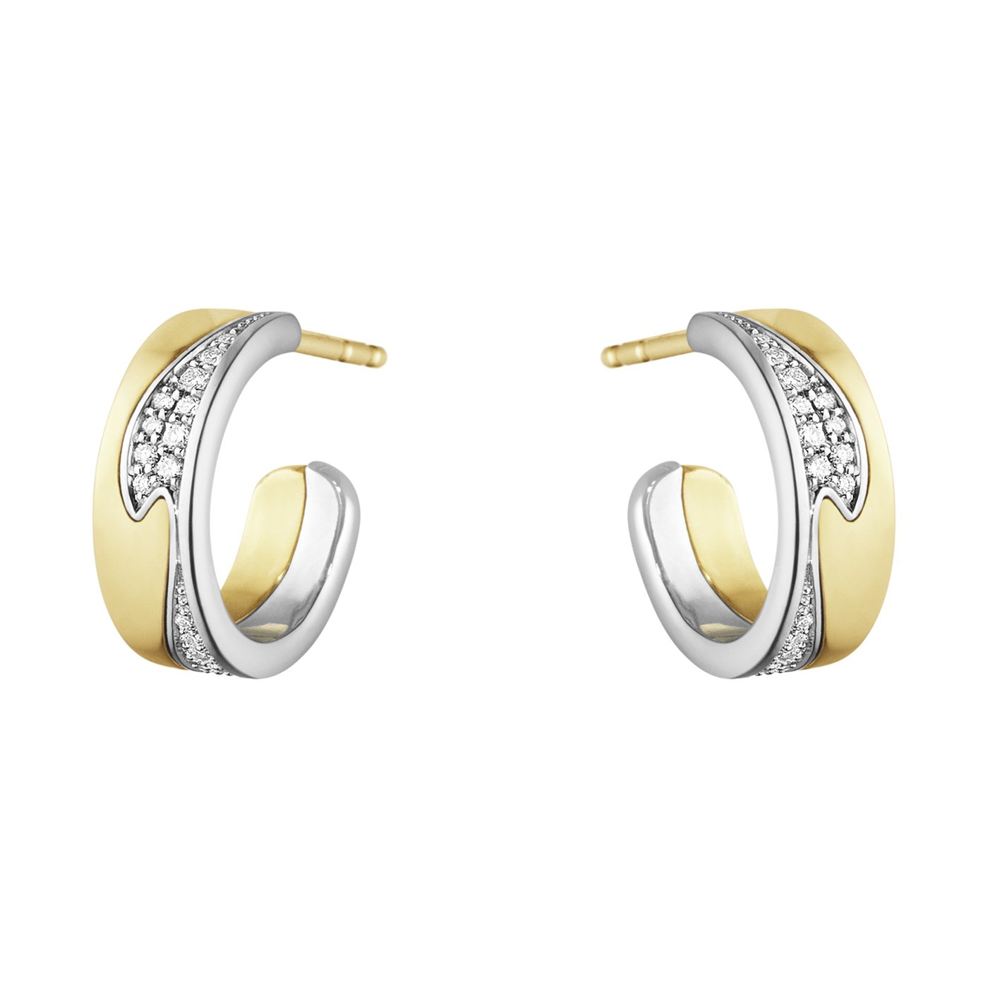FUSION SMALL Ørering Guld Hvidguld PAVÉ 0.18 CT