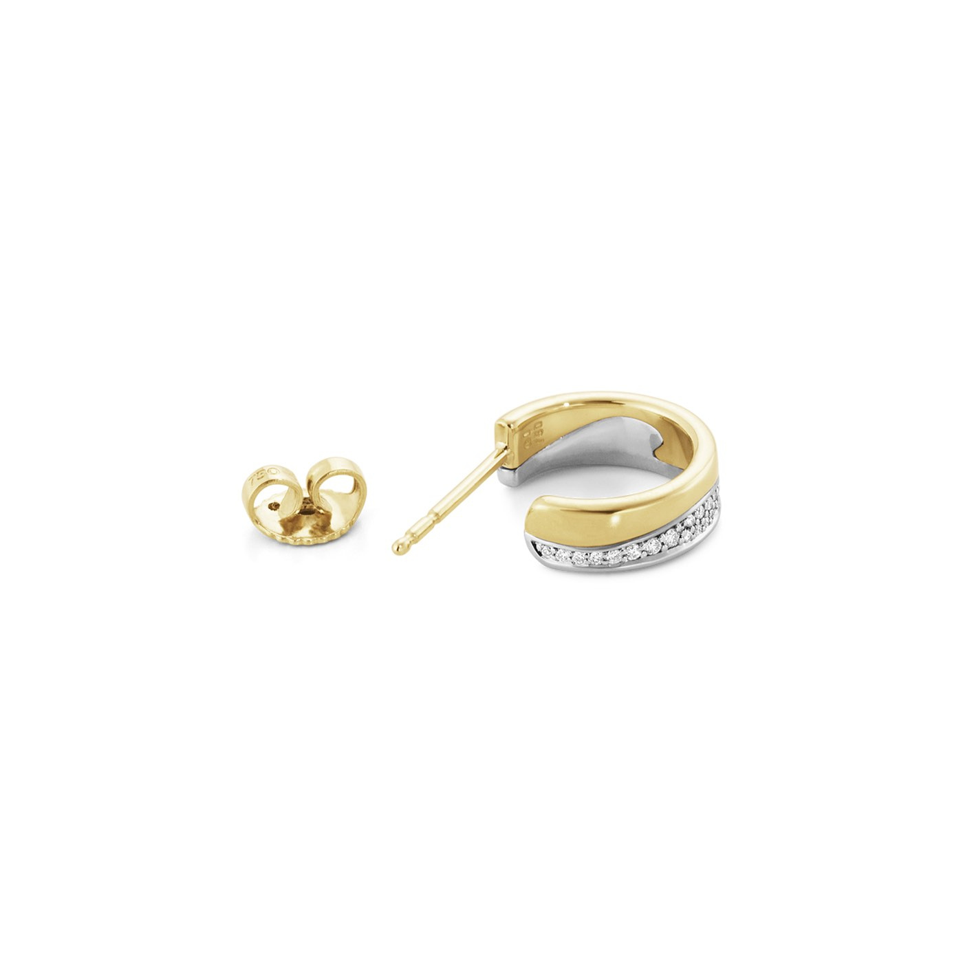 FUSION SMALL Ørering Guld Hvidguld PAVÉ 0.18 CT