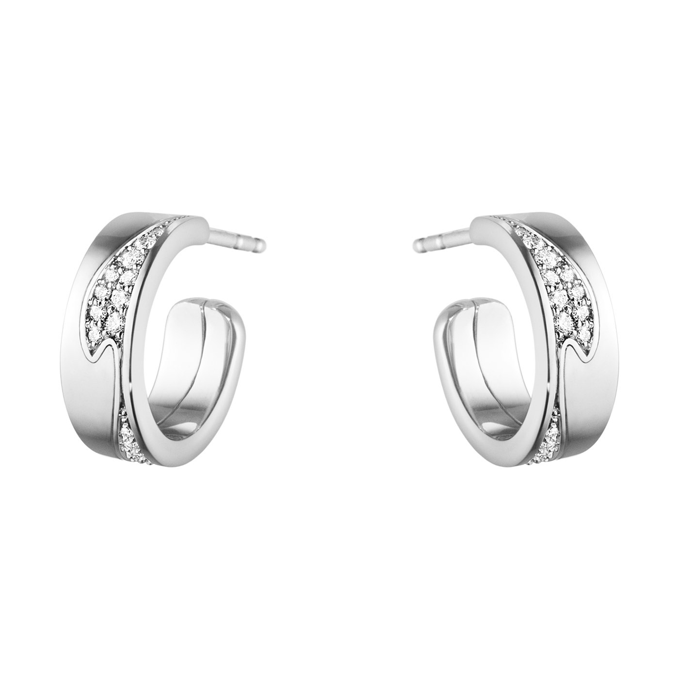 FUSION SMALL Ørering Hvidguld PAVÉ 0.18 CT