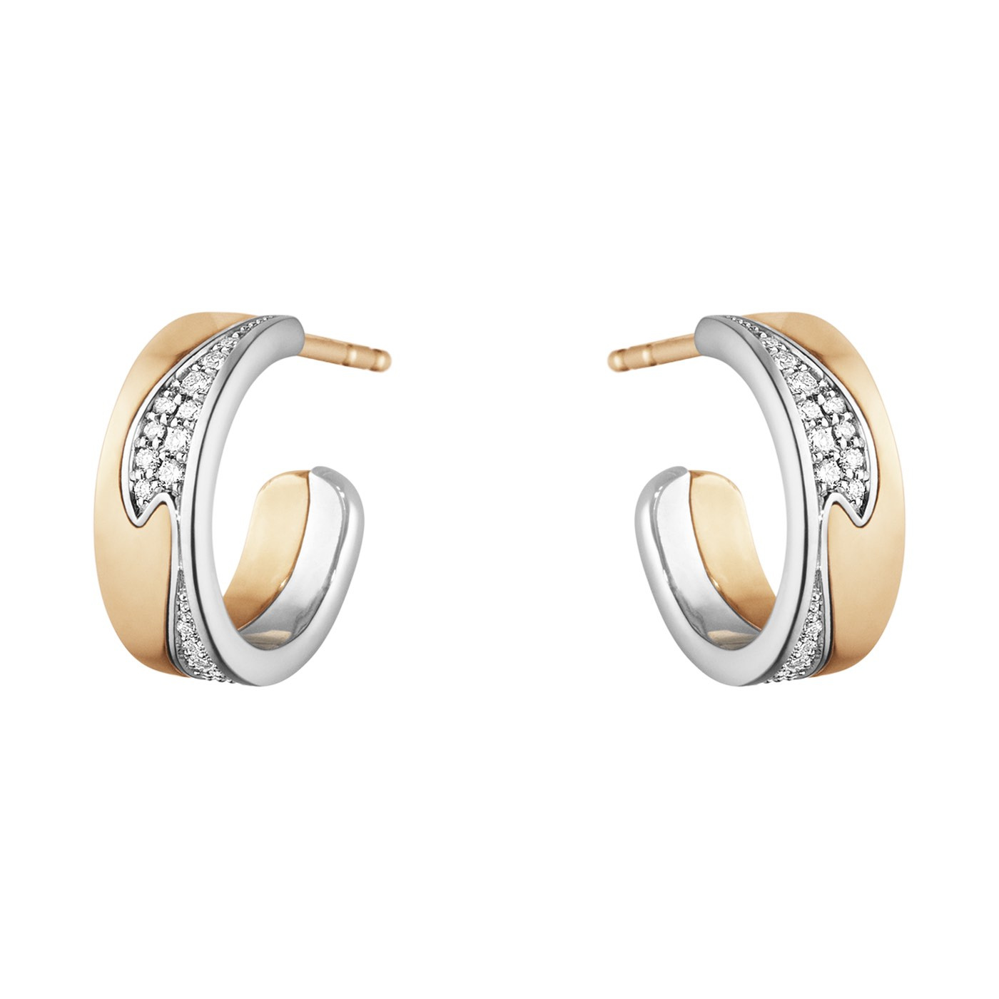 FUSION SMALL Ørering Roséguld Hvidguld PAVÉ 0.18 CT