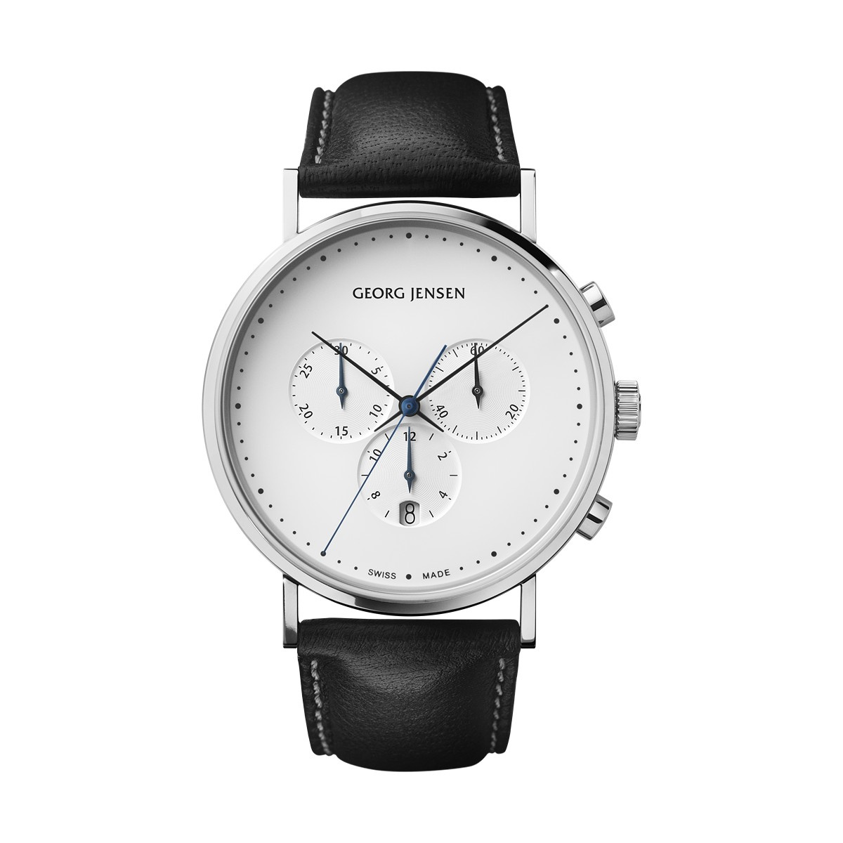 KOPPEL Ur 41MM CHRONO QUARTZ, WHITE DIAL, BLACK CALF STRAP