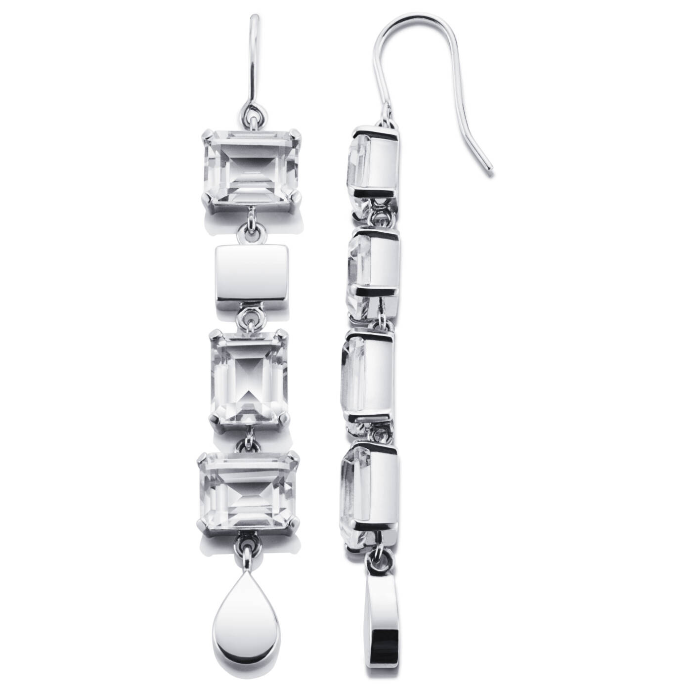 Crystal Fall - Clear Ørering Sølv