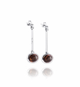Swinging Love Beads - Smokey Quartz earring Sølv