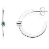 Micro Blink Hoops - Green Emerald Ørering Sølv