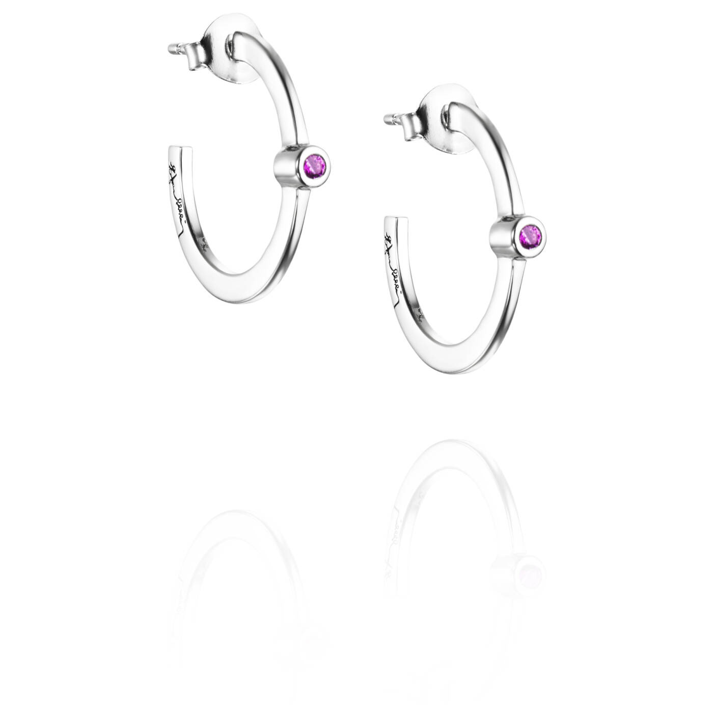 Micro Blink Hoops - Pink Sapphire Ørering Sølv
