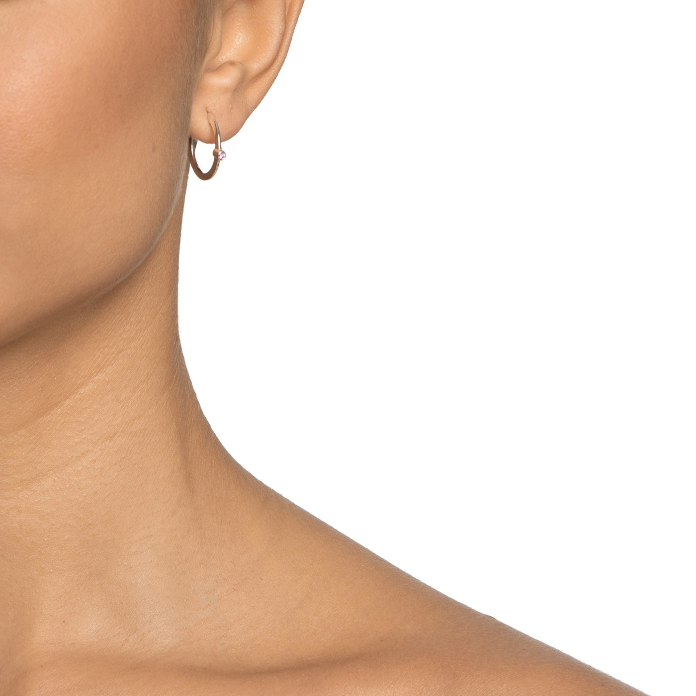 Micro Blink Hoops - Pink Sapphire Ørering Sølv