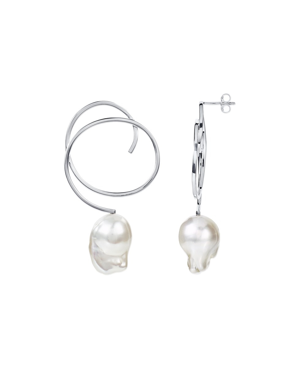 Curly Pearly Ørering Sølv