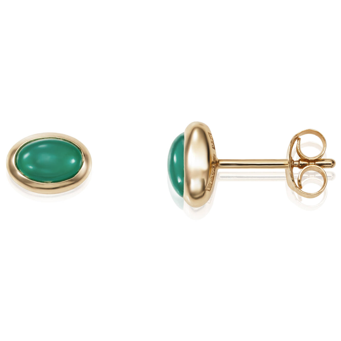 Love Bead - Green Agate Ørering Guld