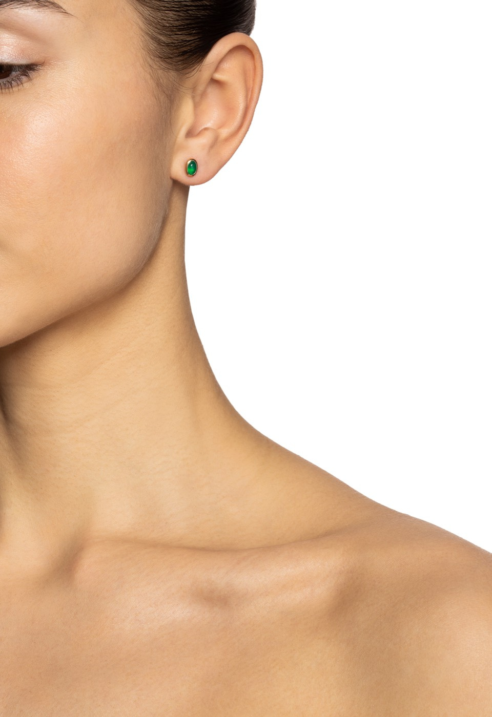 Love Bead - Green Agate Ørering Guld