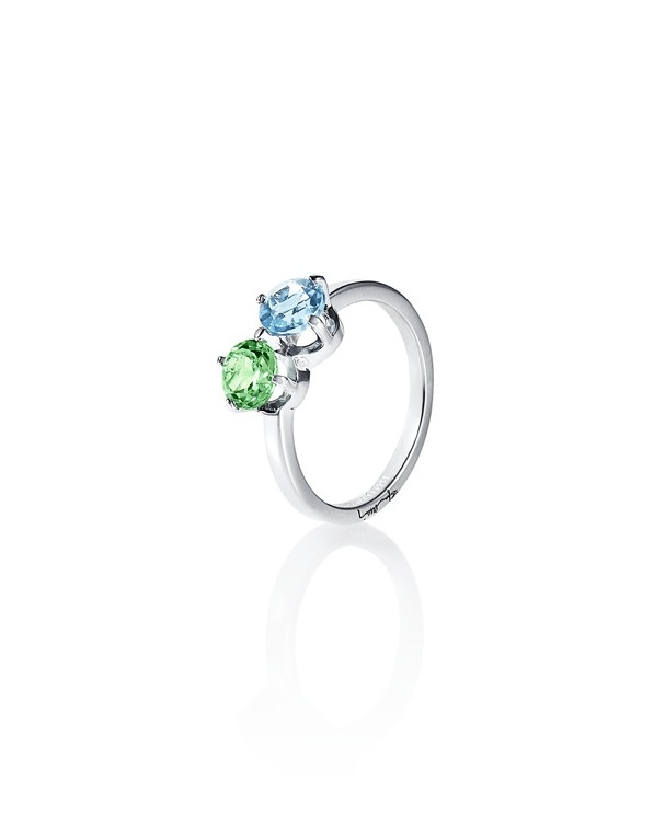 The Sea & I Ring Sølv Green Sapphire/Topaz 