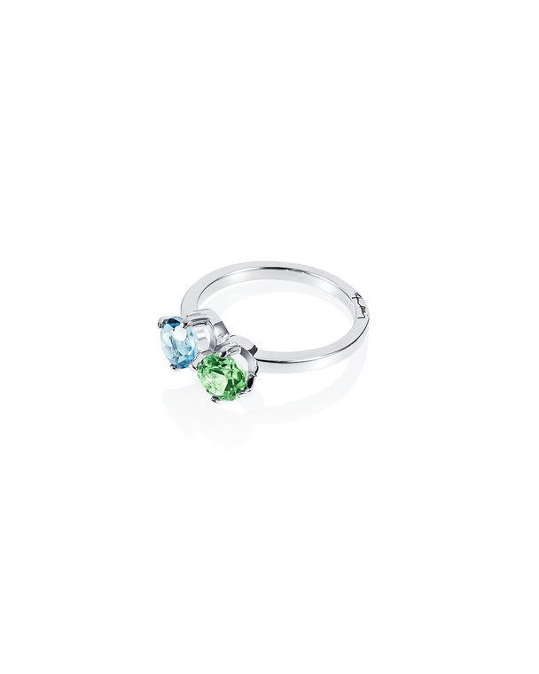 The Sea & I Ring Sølv Green Sapphire/Topaz 