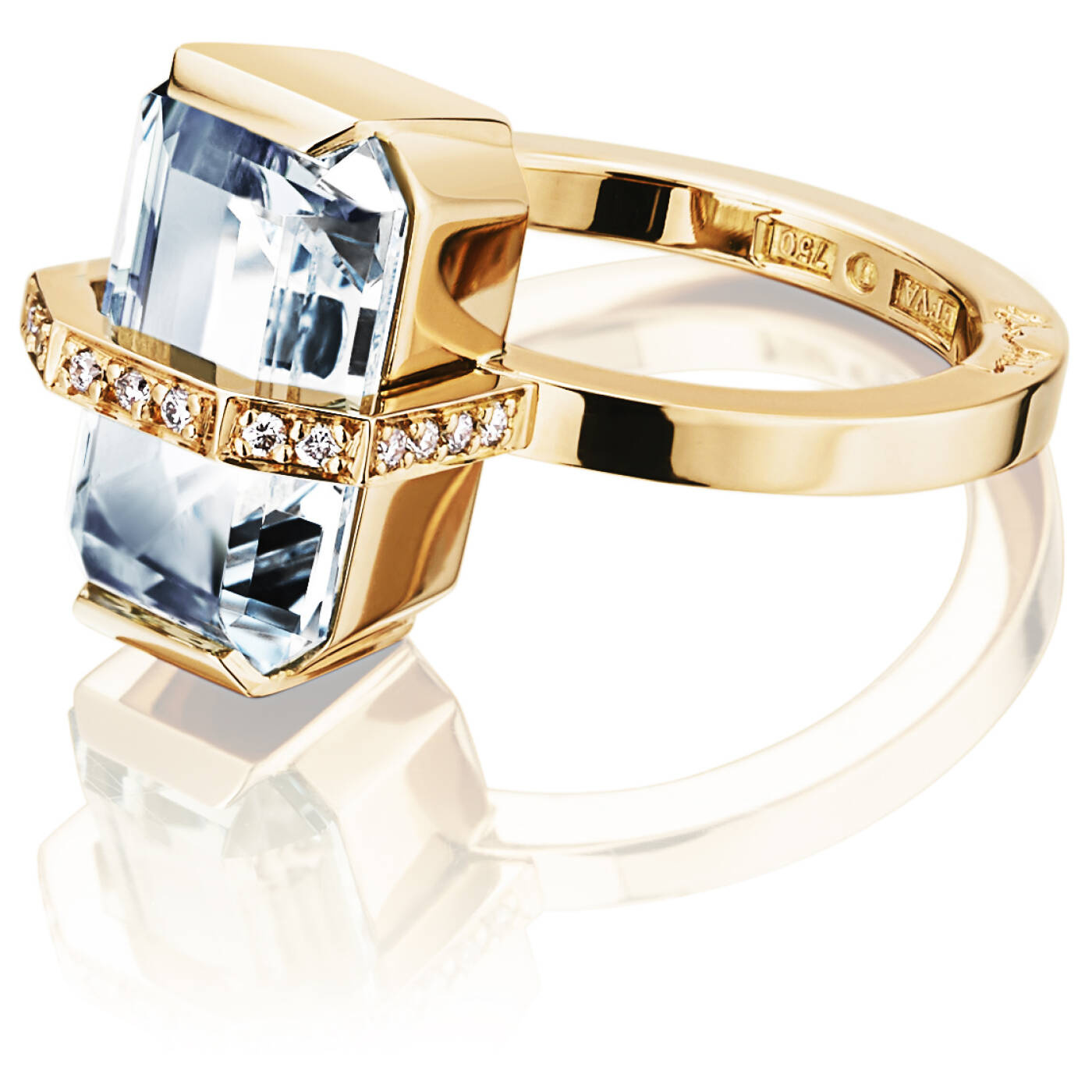 Little Bend Over - Aquamarine Ring Guld