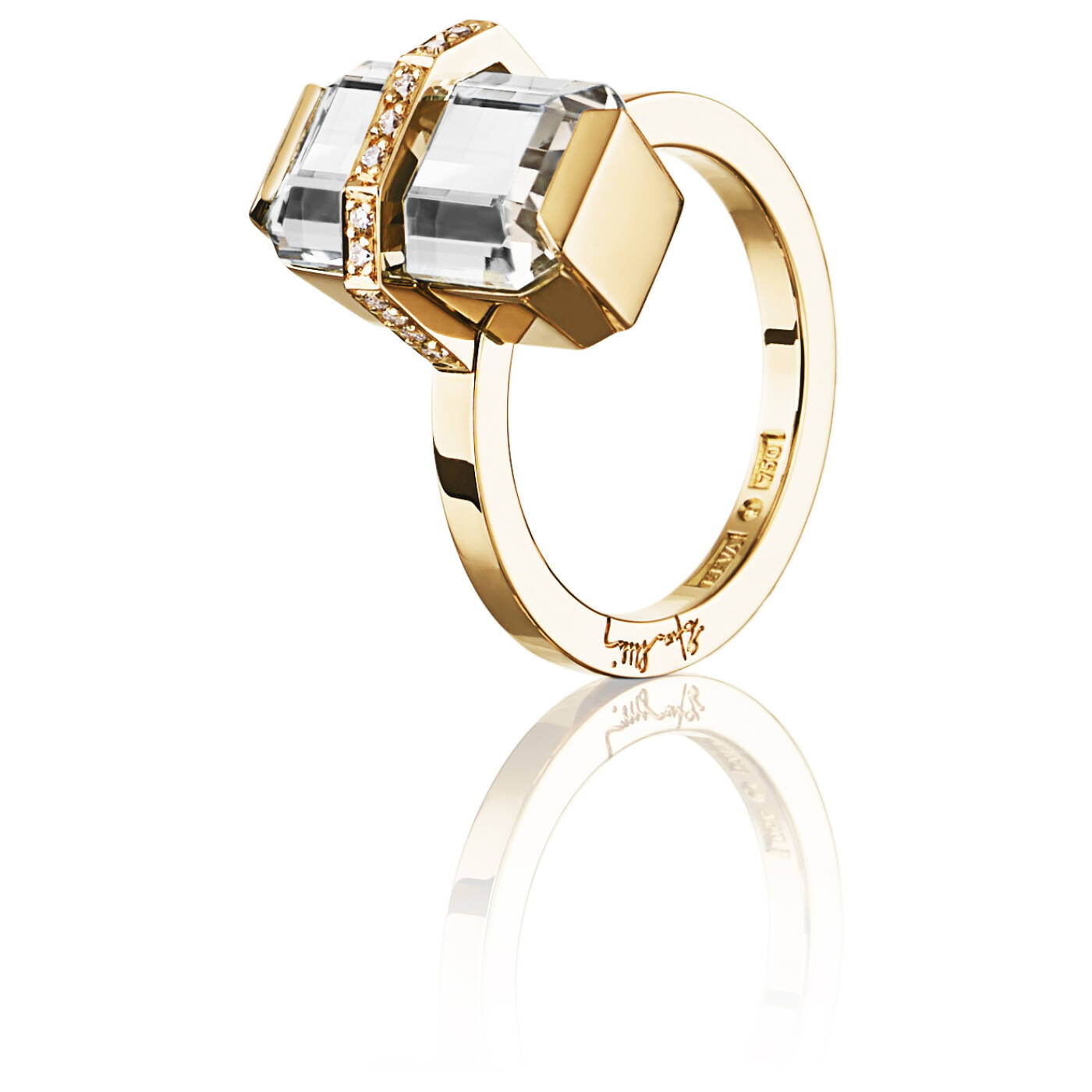 Little Bend Over - Crystal Quartz Ring Guld
