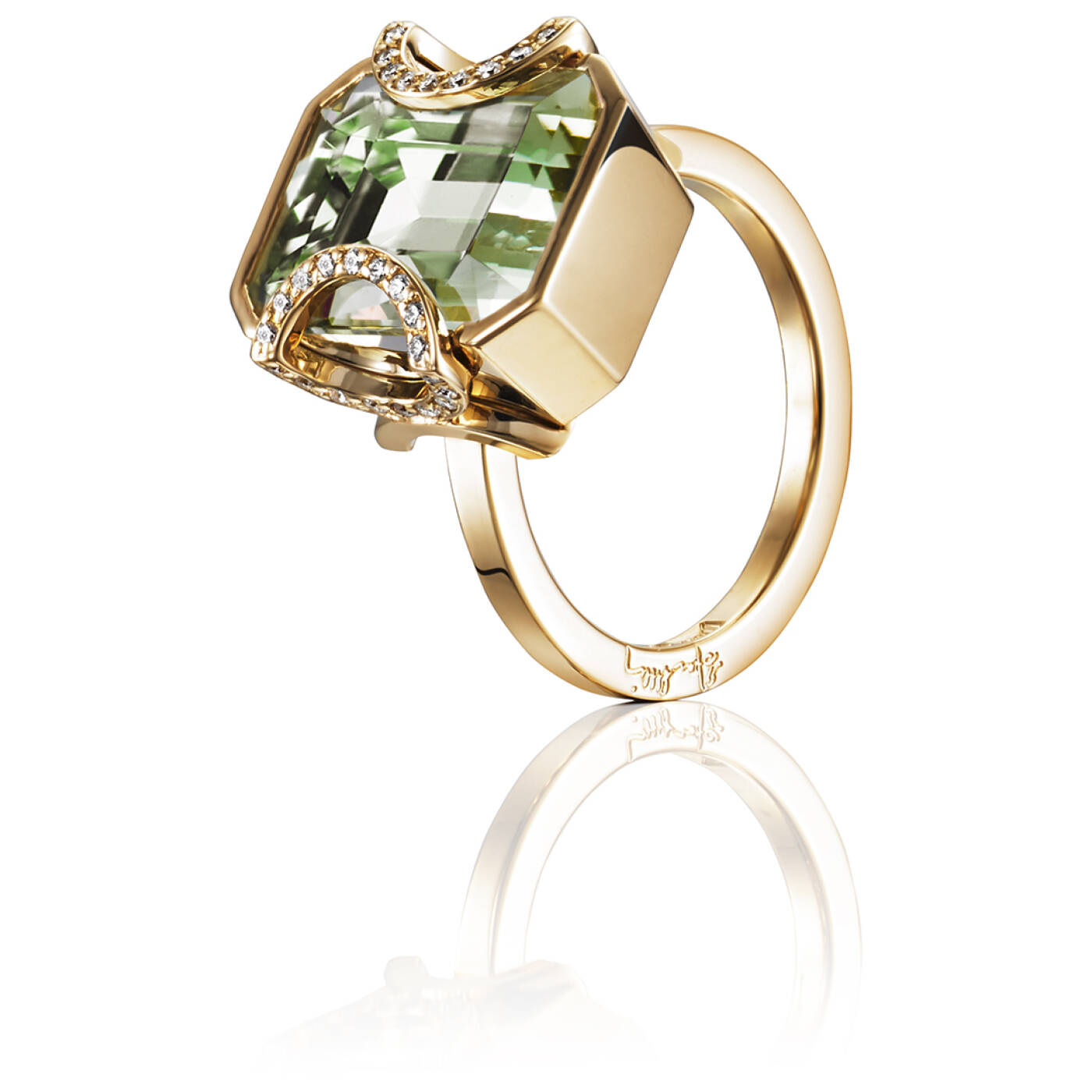 Little Magic Star - Green Quartz Ring Guld