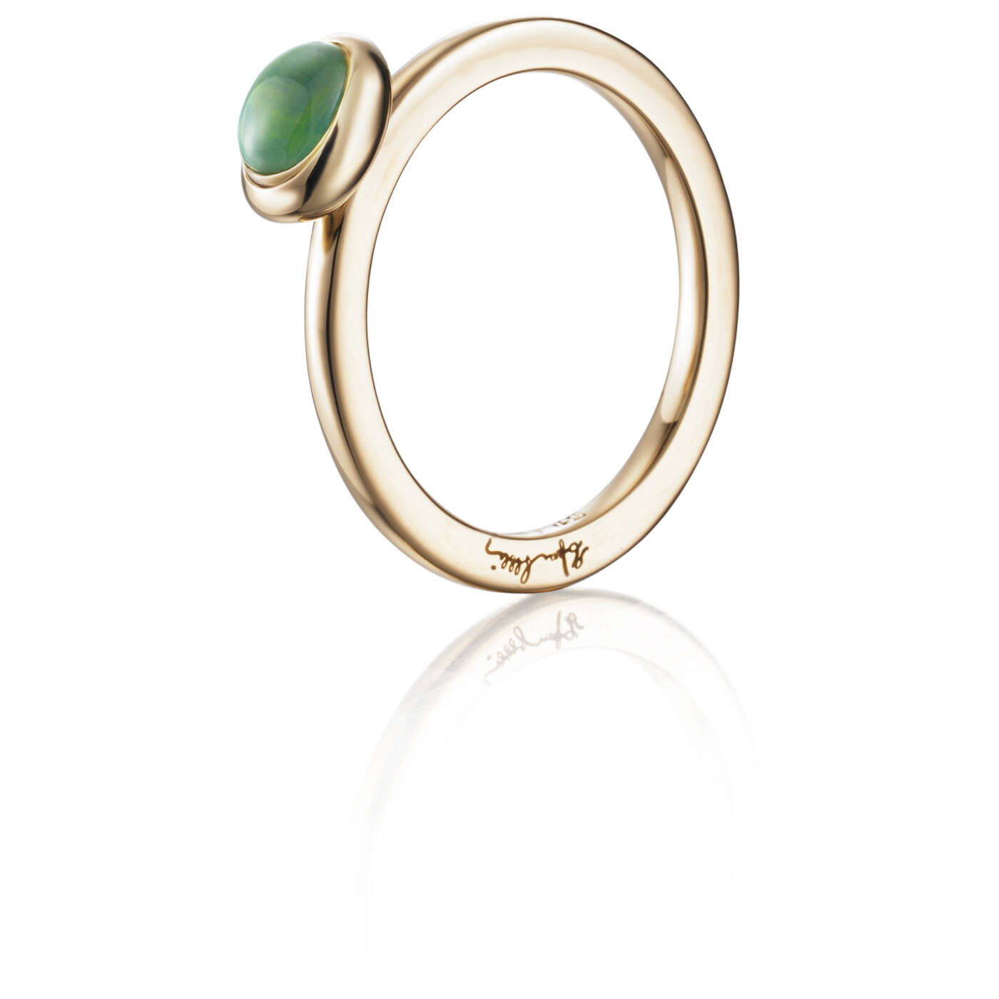 Love Bead - Green Agate Ring Guld