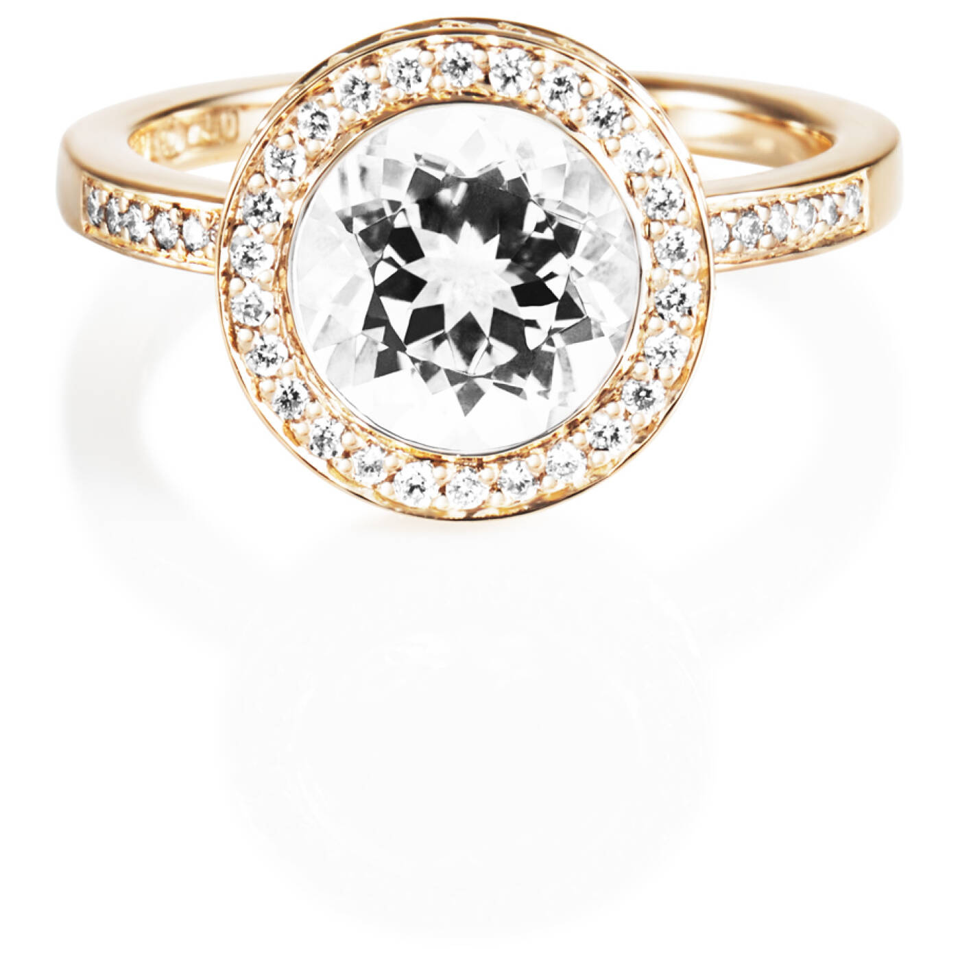 Halo - Crystal Quartz Ring Guld