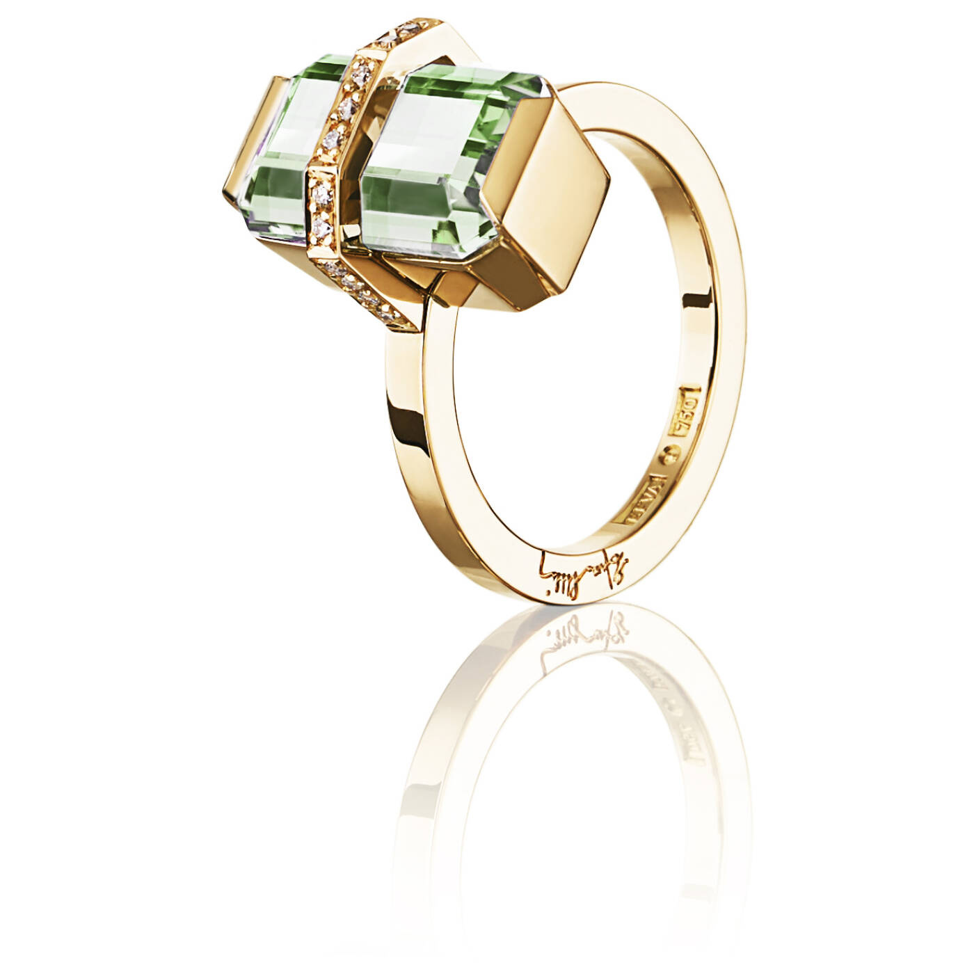 Little Bend Over - Green Quartz Ring Guld