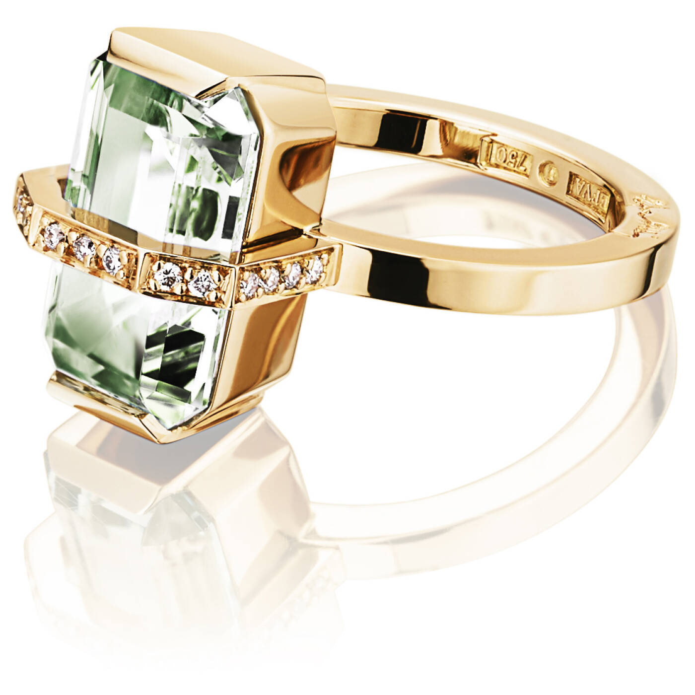 Little Bend Over - Green Quartz Ring Guld