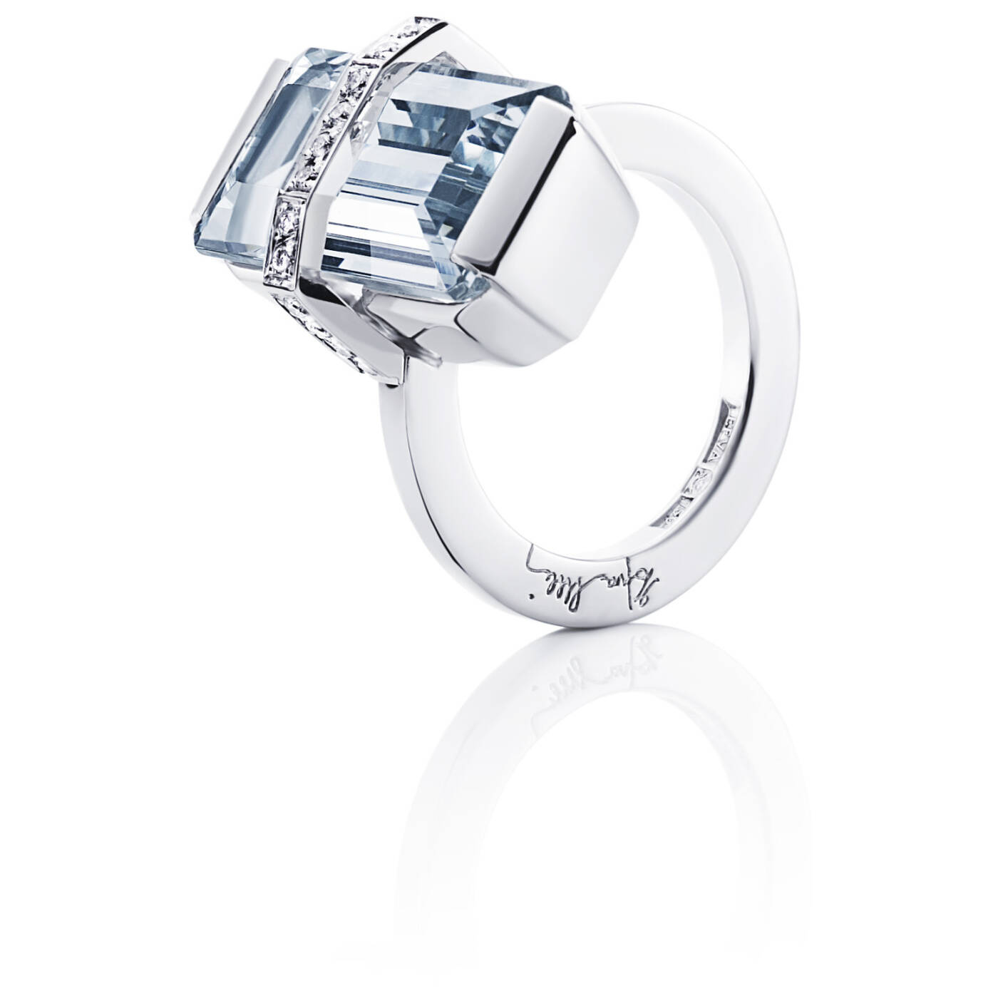 Bend Over - Aquamarine Ring Hvidguld