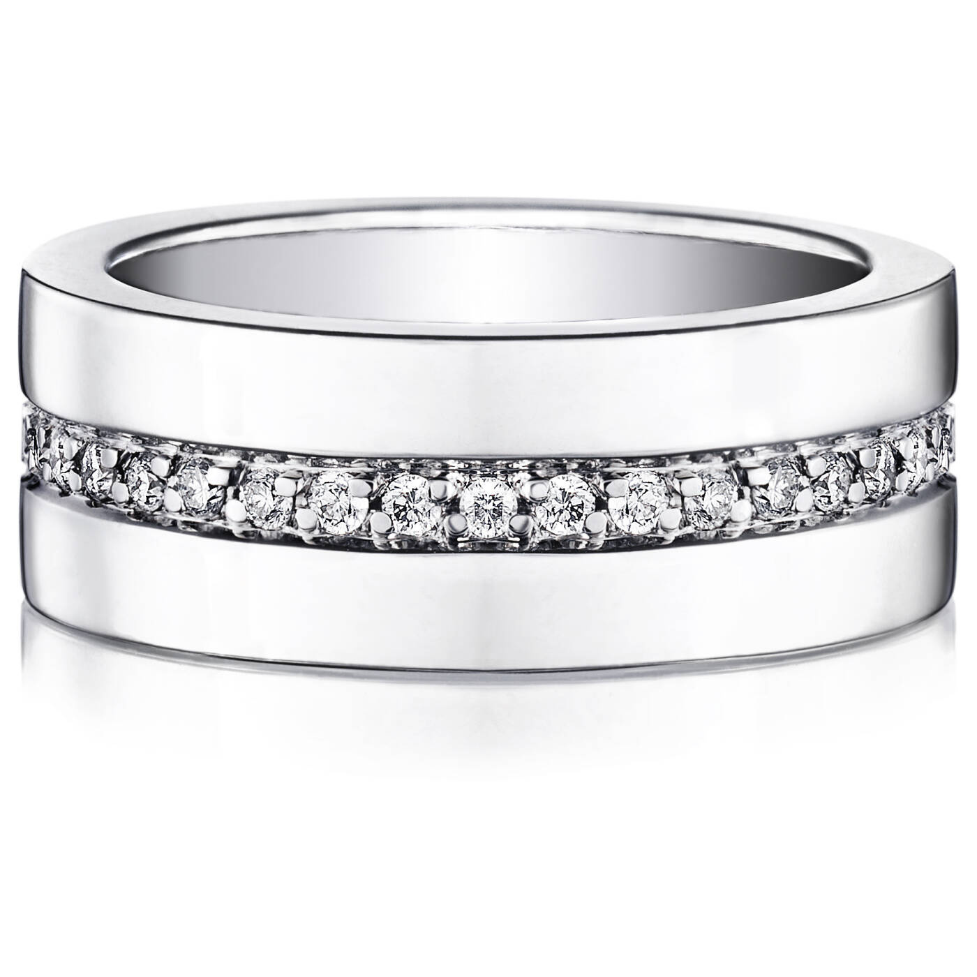 Wide & Stars Ring Hvidguld