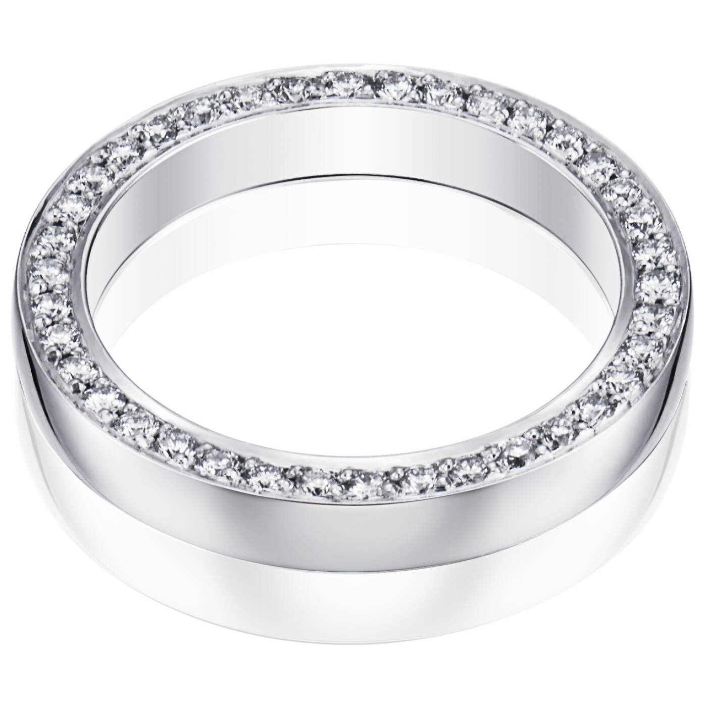 Half Round & Stars On Side Ring Hvidguld