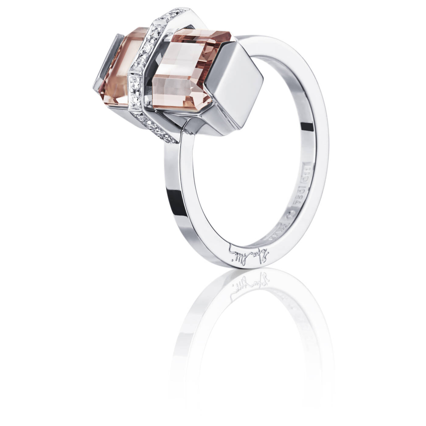 Little Bend Over - Morganite Ring Hvidguld