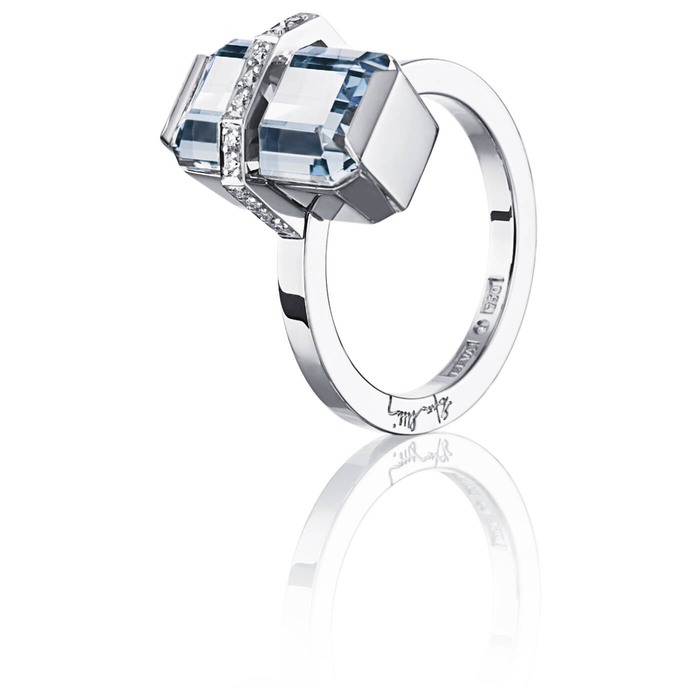 Little Bend Over - Aquamarine Ring Hvidguld