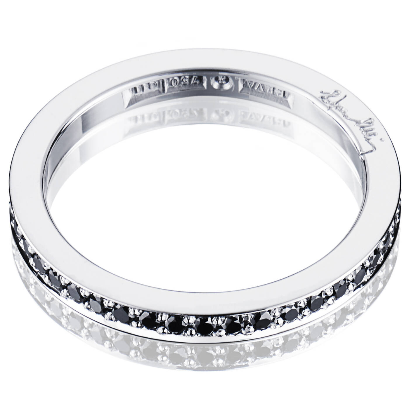 Stars & Signature In Black Thin Ring Hvidguld