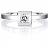 Princess Wedding Thin 0.30 ct diamant Ring Hvidguld