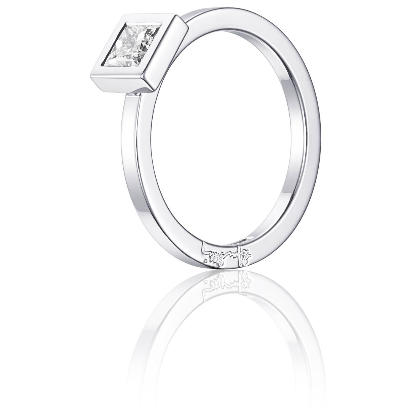 Princess Wedding Thin 0.40 ct diamant Ring Hvidguld