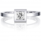 Princess Wedding Thin 0.40 ct diamant Ring Hvidguld