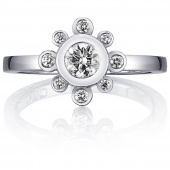 Sweet Hearts Crown 0.30 ct diamant Ring Hvidguld