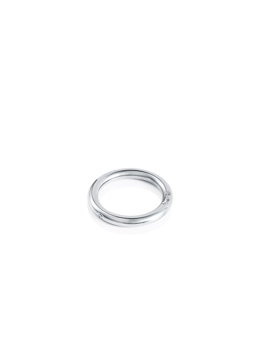 One Love & Stars Thin Ring Hvidguld