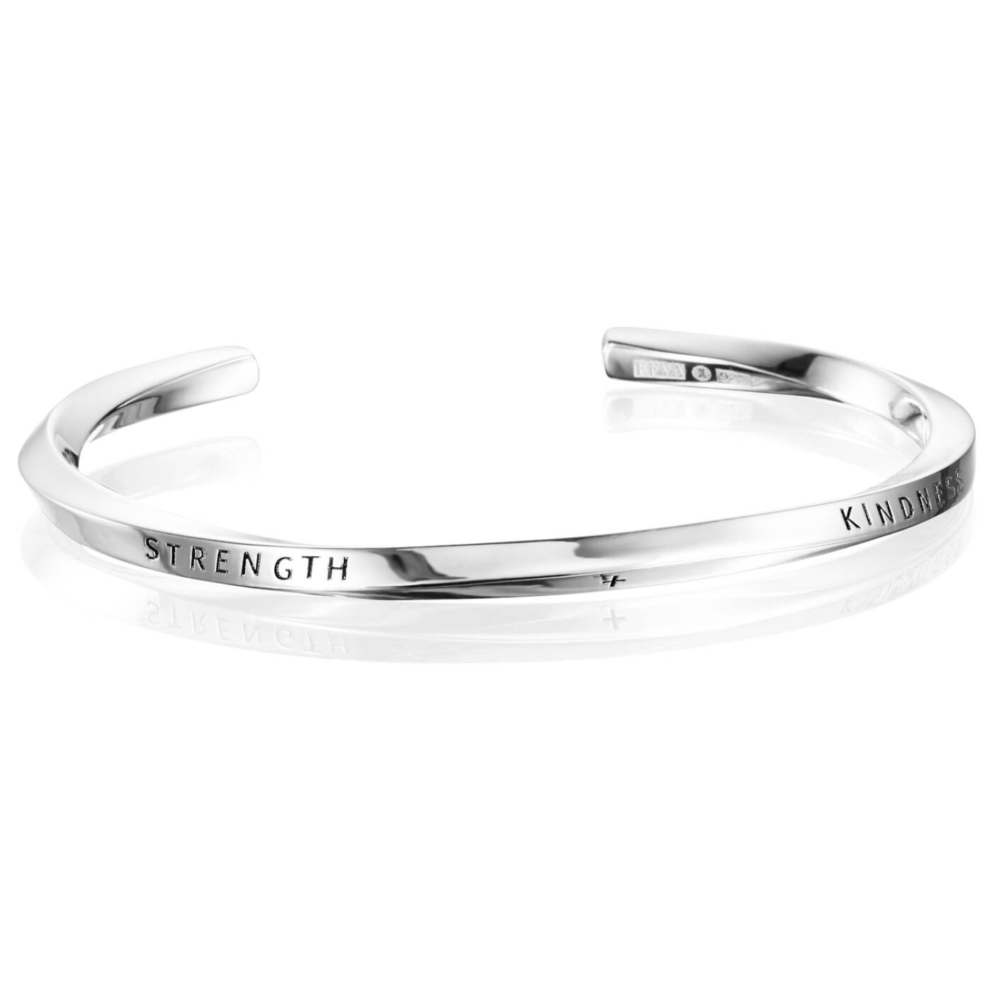 Strength & Kindness Slim Cuff Armbånd Sølv