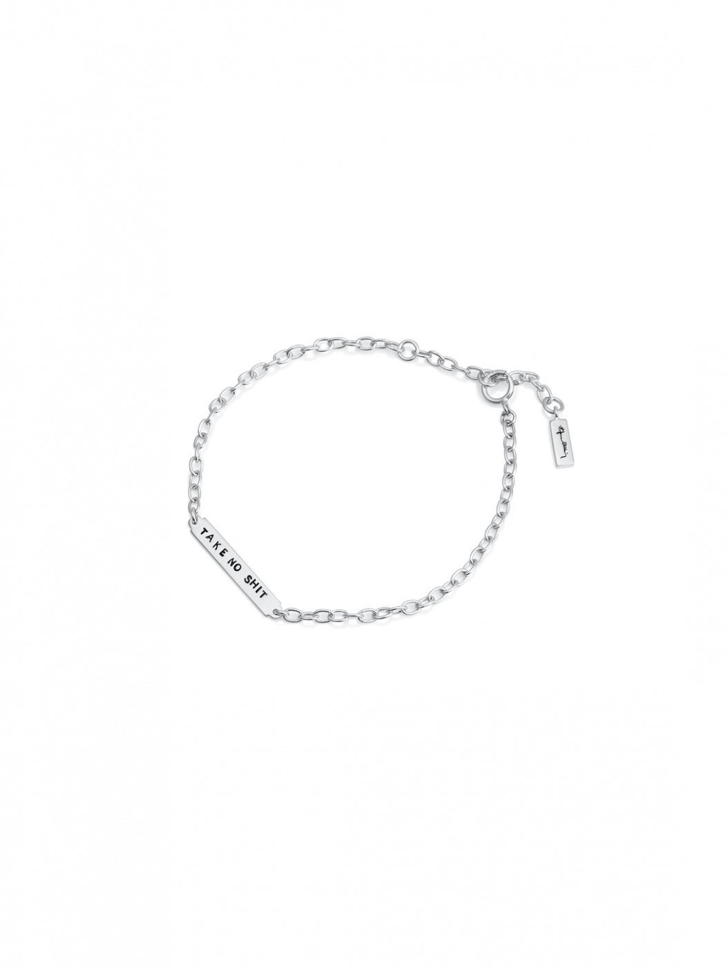 Power Plates Armbånd - Take No Shit Sølv 16-19 cm