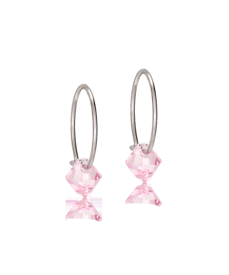NT Ear Ring 14 mm, Bicone 6 mm, Light rose