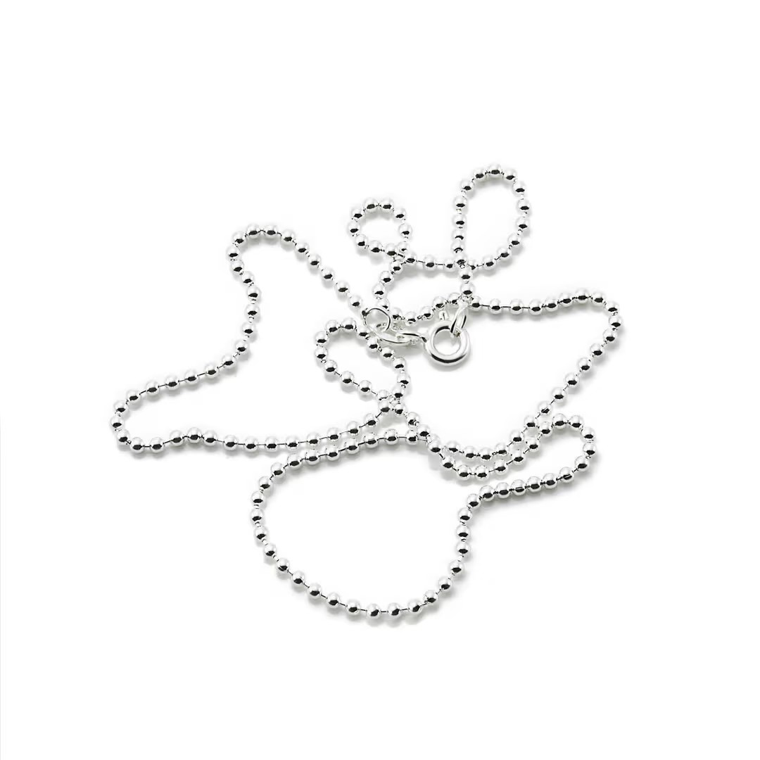 Bead Chain 2 mm Halskæde Sølv 40 cm