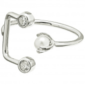 Pearl/Brilliant double ring Sølv