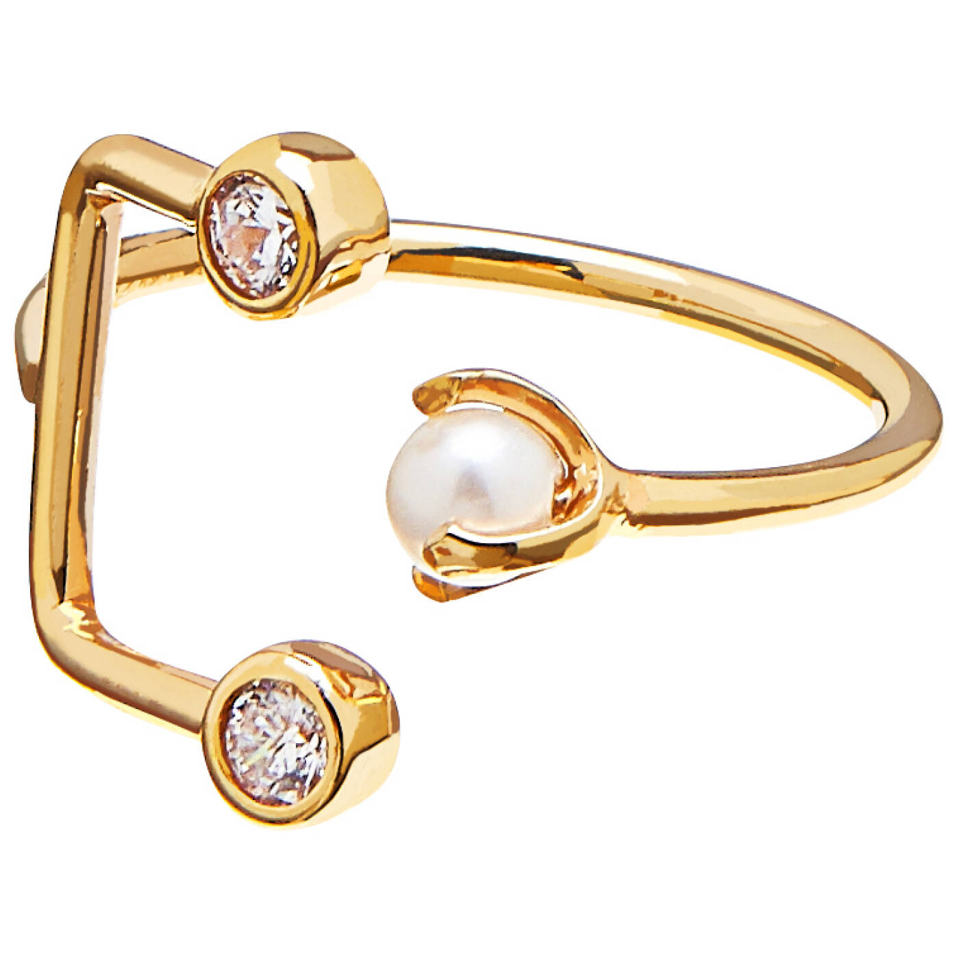 Pearl/Brilliant double ring guld