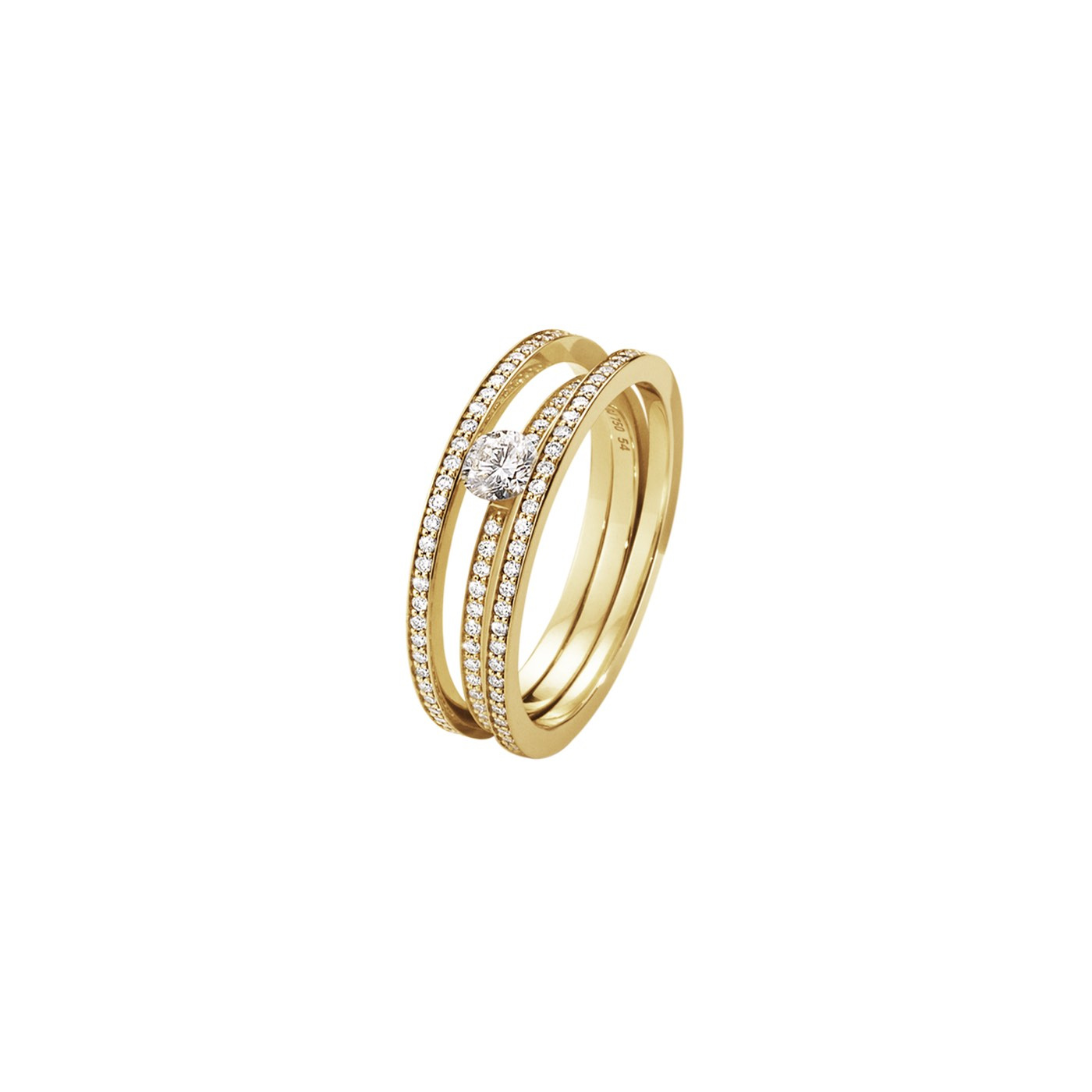 HALO SOLITAIRE Ring FULL PAVE 0.77 ct Guld