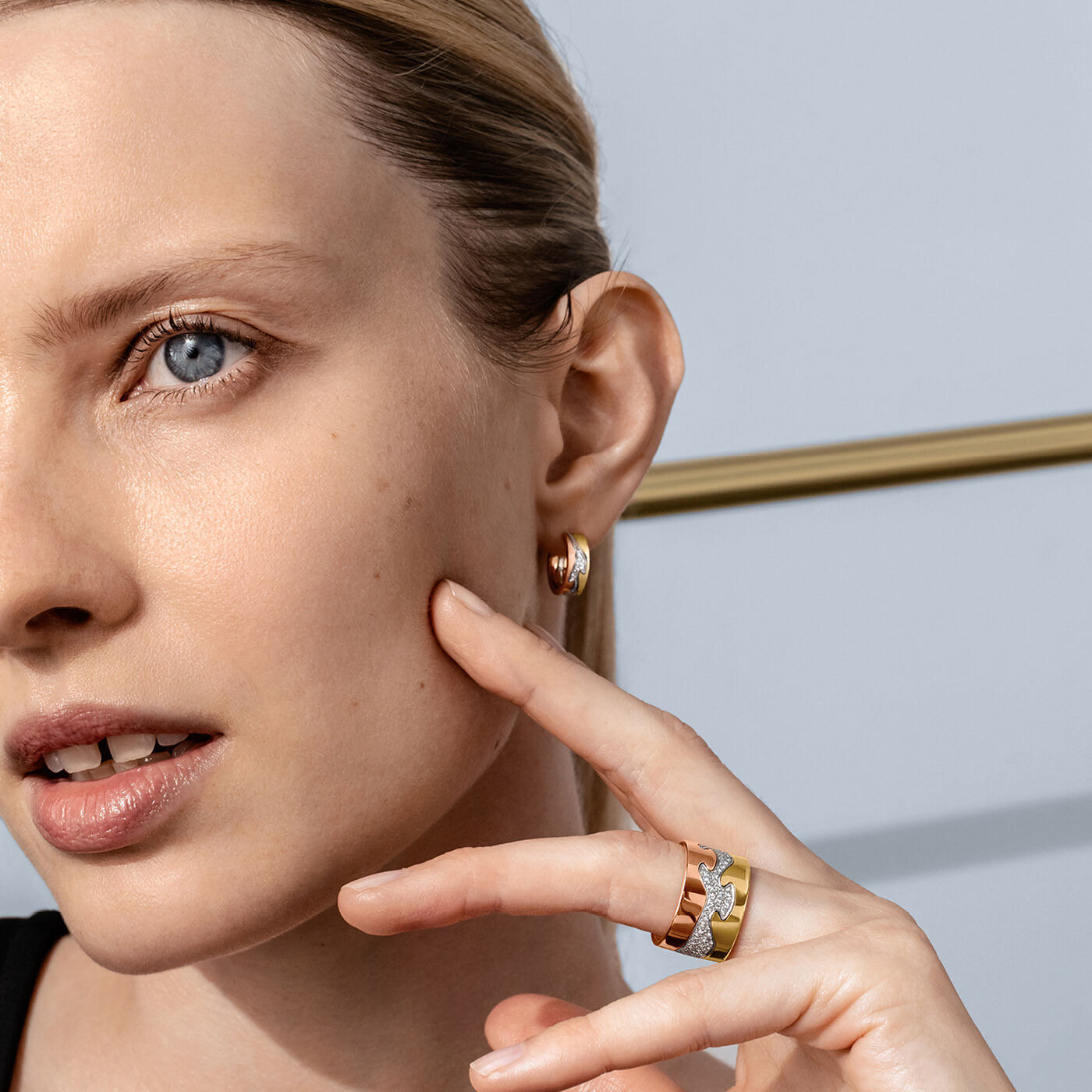 FUSION SMALL Ørering Guld Hvidguld Roséguld PAVÉ 0.08 CT