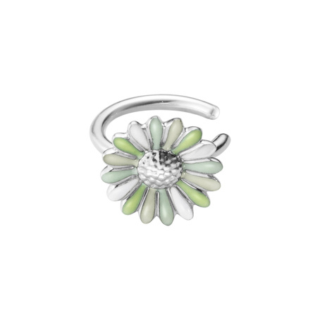 DAISY SMALL EAR CUFF (Sølv) GREEN ENAMEL