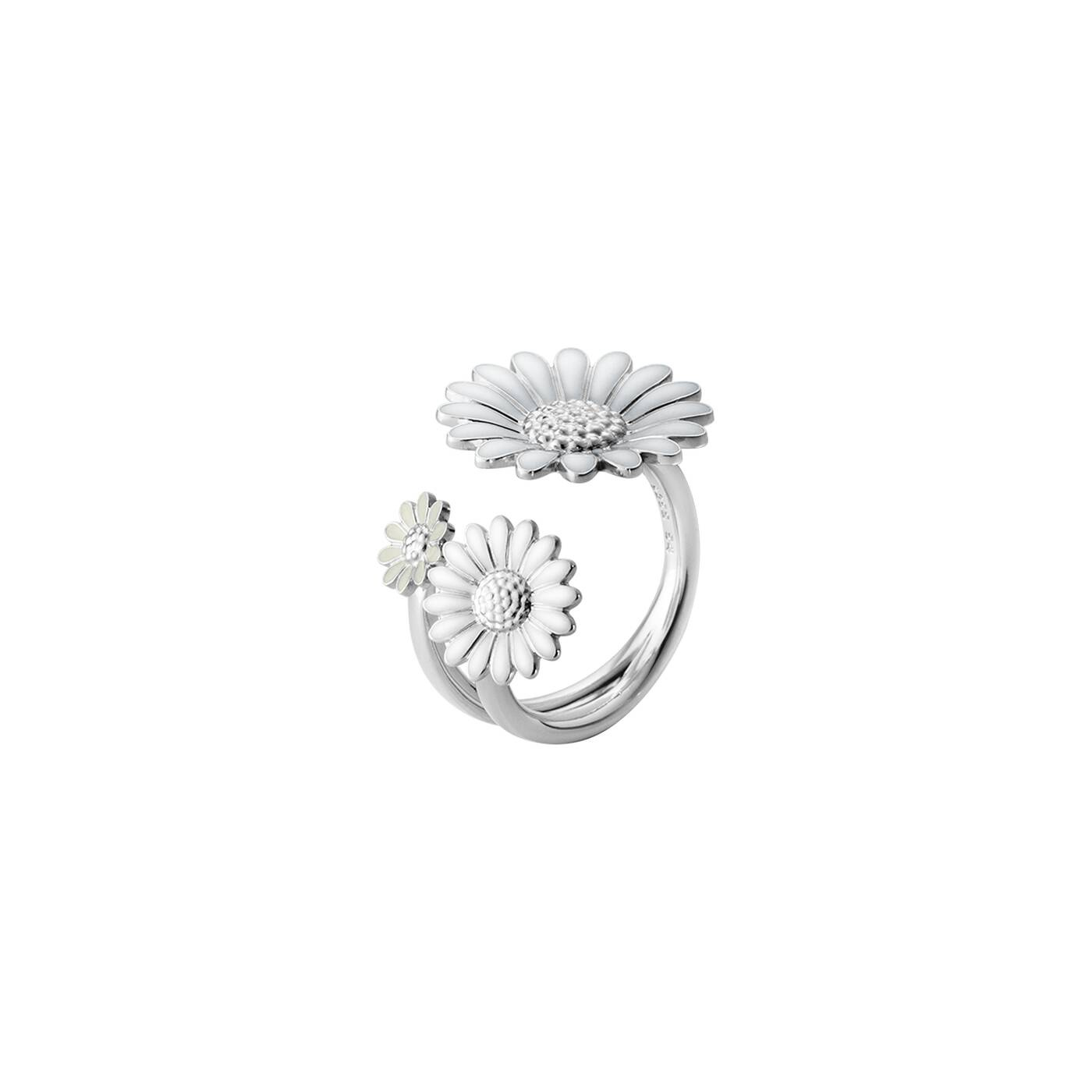 DAISY FLOWER RING Sølv WHITE ENAMEL