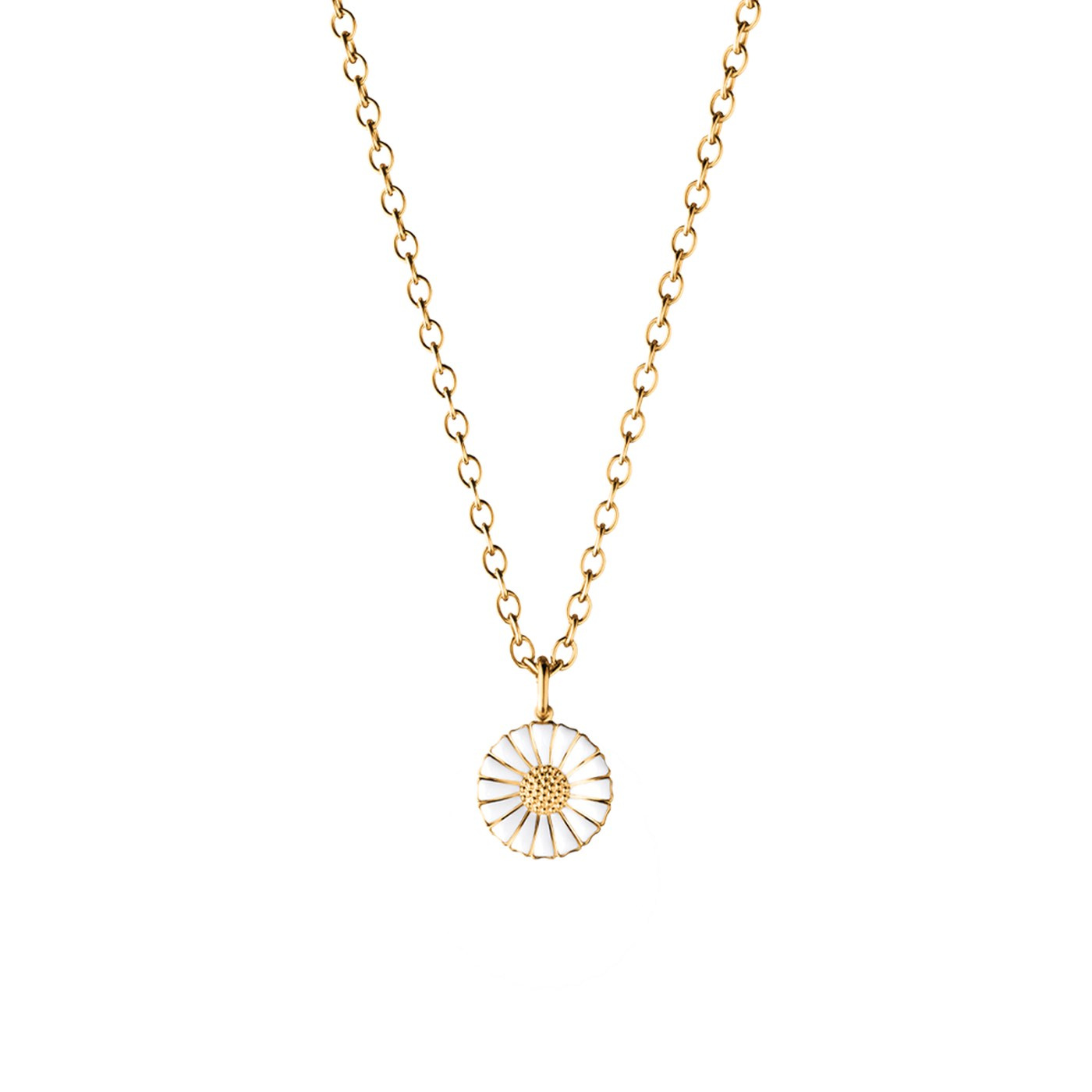 DAISY Vedhæng Sølv forgyldt WHITE ENAMEL 11 MM