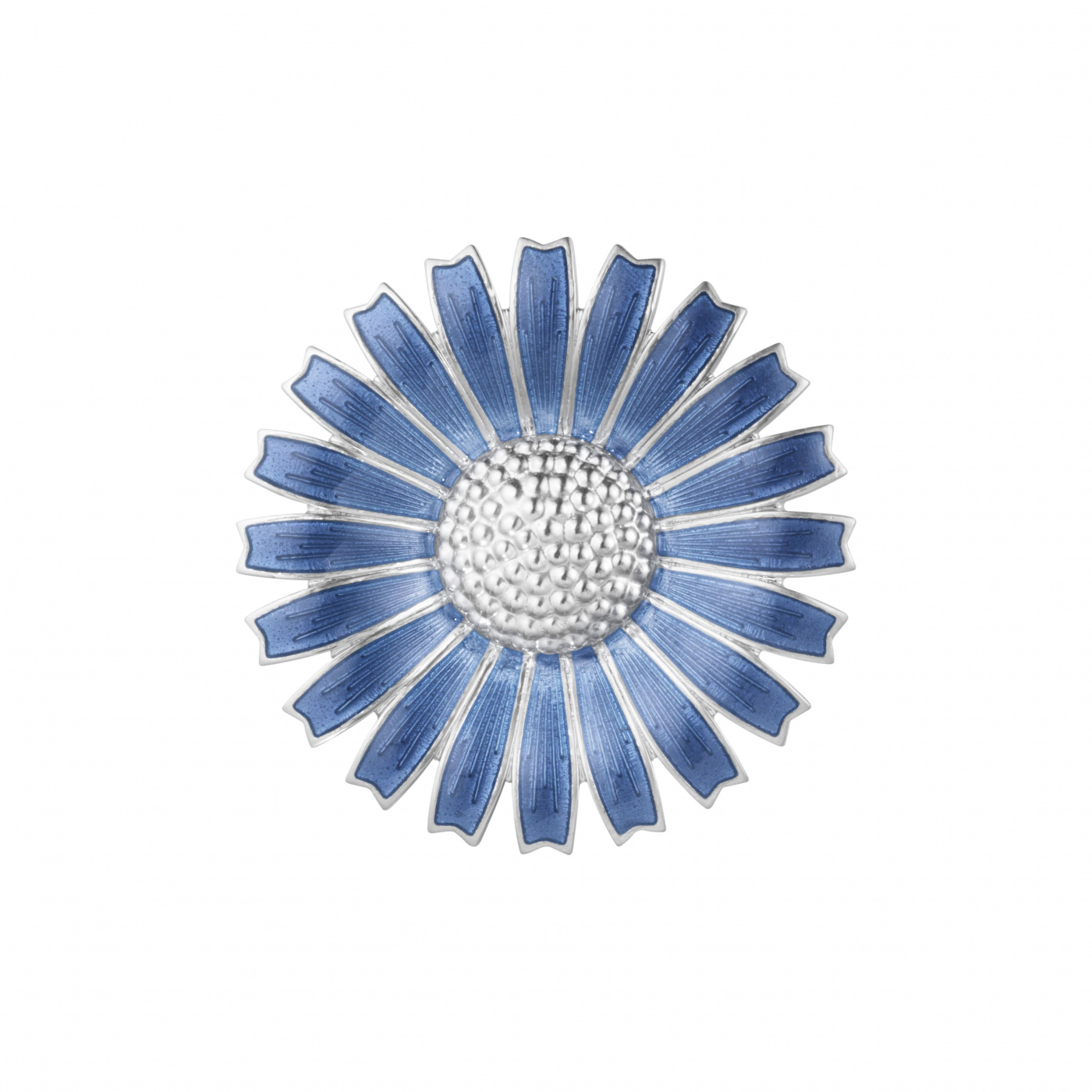 DAISY BROOCH SILVER BLUE 44MM
