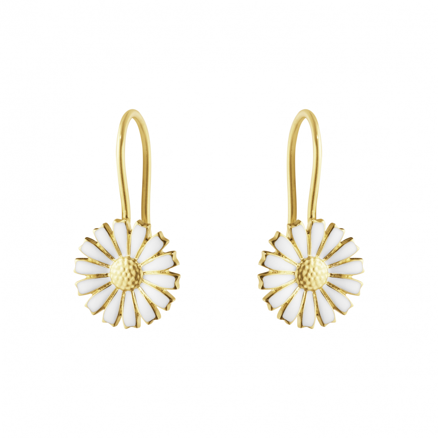 DAISY Earrings gold-plated Silver WHITE ENAMEL 11 MM