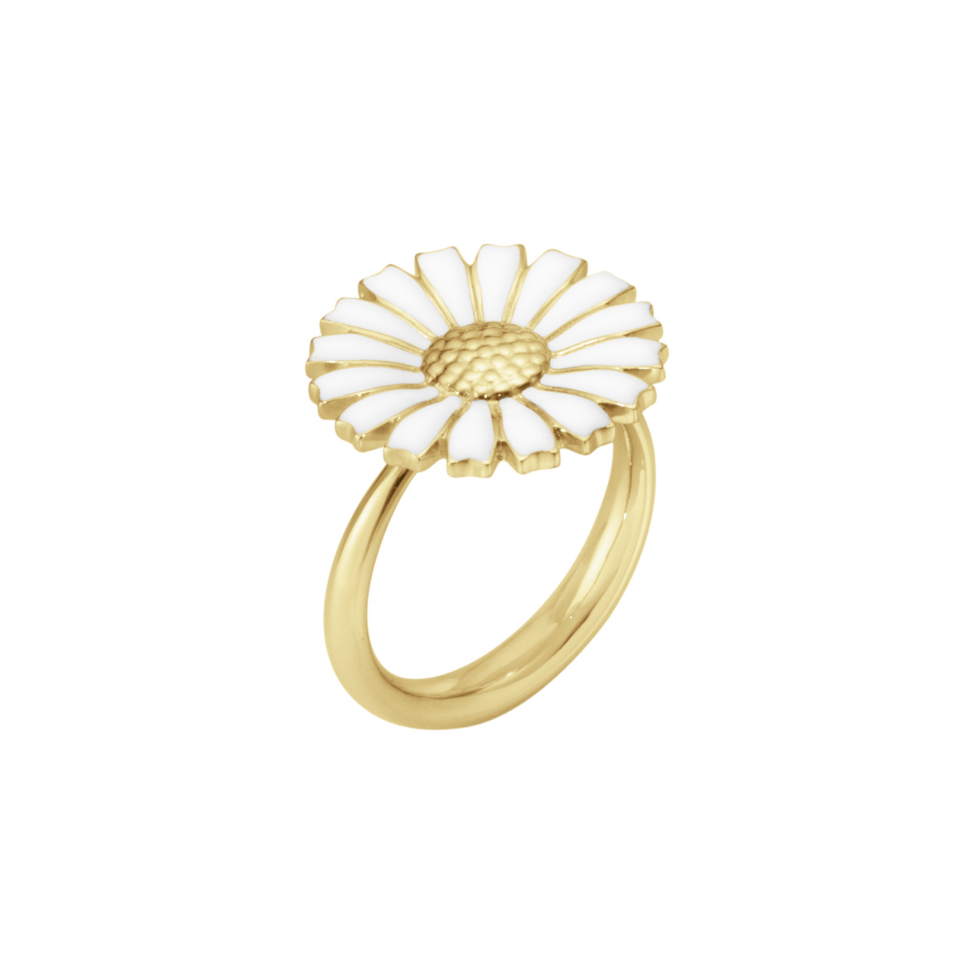 DAISY Ring gold-plated WHITE ENAMEL 18 MM