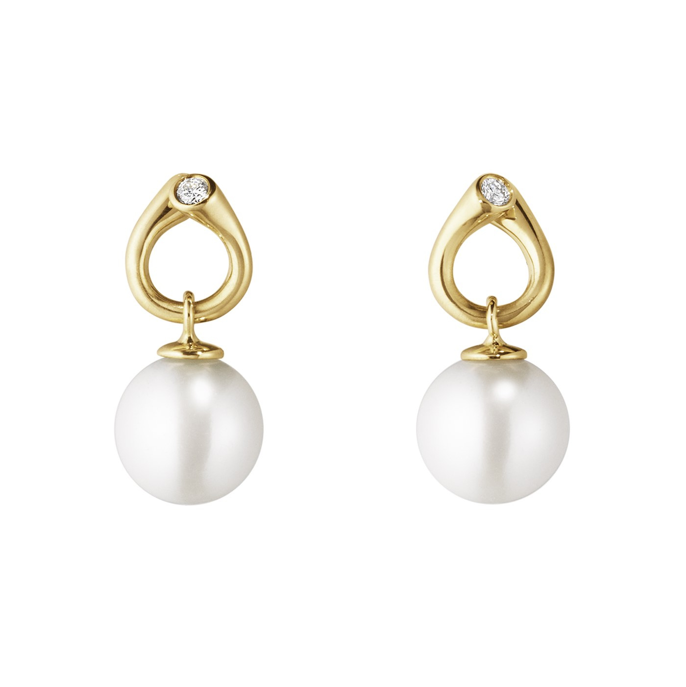MAGIC Ørering Guld PEARL Diamant 0.04 CT